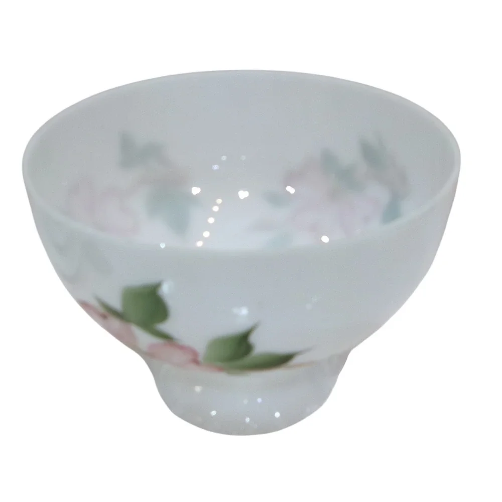 Vintage Milk Glass Ruffled Dogwood Hand Painted Hurricane Lamp Shade